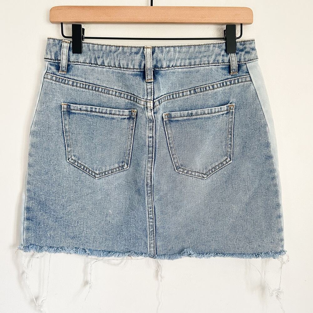PacSun Distressed Denim Mini Skirt Blue Size 28 - Picture 4 of 6